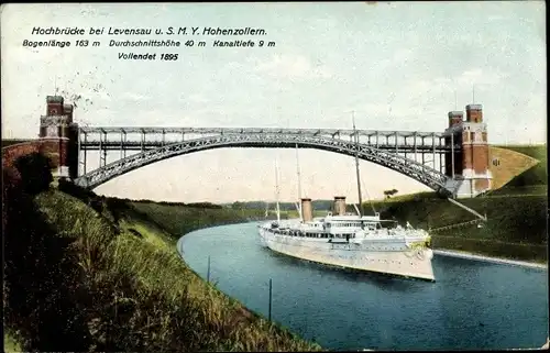 Ak Levensau Neuwittenbek in Schleswig Holstein, Hochbrücke, S M Y Hohenzollern