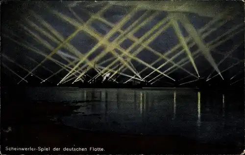 Ak Scheinwerfer Spiel der deutschen Flotte, Kriegsschiffe