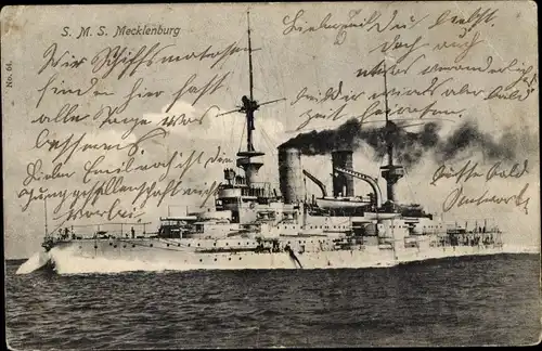 Ak Deutsches Kriegsschiff, SMS Mecklenburg, Kaiserliche Marine