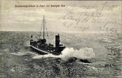 Ak Deutsches Kriegsschiff, Hochseetorpedoboot bei bewegter See