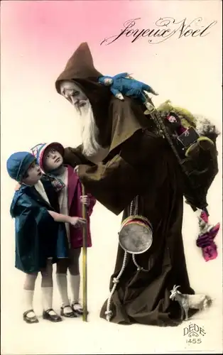 Ak Glückwunsch Weihnachten, Weihnachtsmann mit Spielzeugen, Kinder