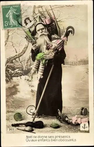 Ak Glückwunsch Weihnachten, Weihnachtsmann, Geschenke, Puppen