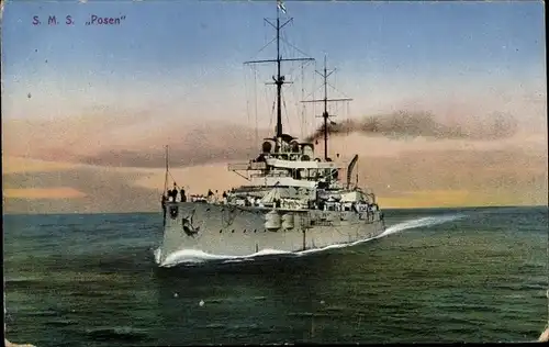 Ak Deutsches Kriegsschiff, SMS Posen, Großlinienschiff, Kaiserliche Marine