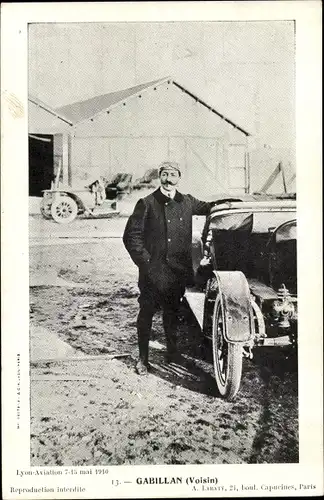 Ak Aviateur Gabillan, avion Voisin, Hangar, Lyon Aviation 1910