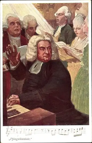 Künstler Ak Friedrich, O., Johann Sebastian Bach, Pfingstkantate, Singende Menschen