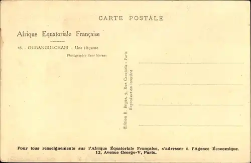 Ak Oubangui Chari Ubangi Shari Zentralafrikanische Republik, Une elegante