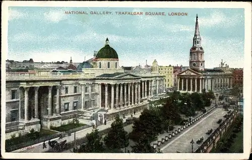 Ak London City England, Trafalgar Square, National Gallery