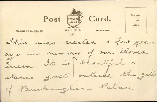 Ak London City England, Queen Victoria Memorial