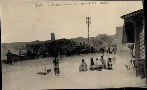 Ak Rabat Marokko, Place du Commerce et descente de la Douane