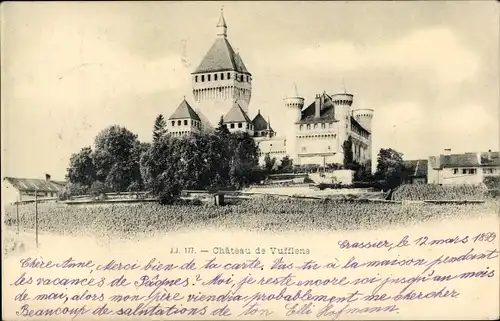 Ak Vufflens Kanton Waadt, Chateau de Vufflens, Schloss Außenansicht