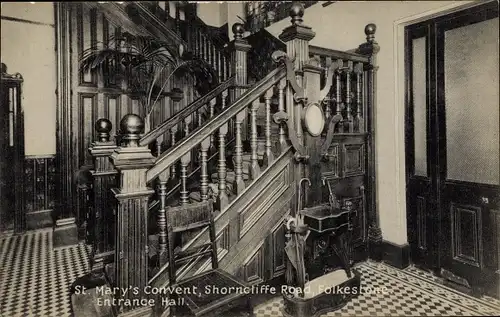 Ak Folkestone Kent England, St. Mary's Convent, Shorncliffe Road, Entrance Hall