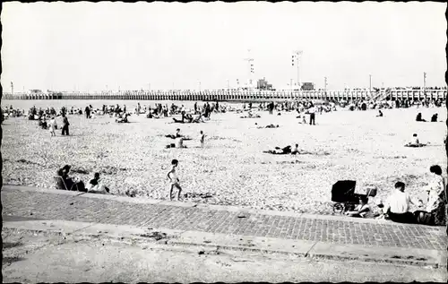 Ak Oostende Ostende Westflandern, klein strand en staketsel