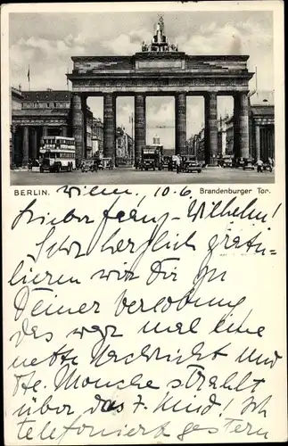 Ak Berlin Mitte, Brandenburger Tor