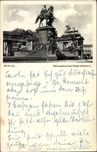 Ak Berlin Mitte, Nationaldenkmal Kaiser-Wilhelm, Statue
