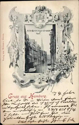 Passepartout Ak Hamburg Mitte Altstadt, alte Gröningerstraße