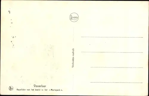 Ak Vosselaar Flandern Antwerpen, Kapelleke van het beeld in het Mariapark