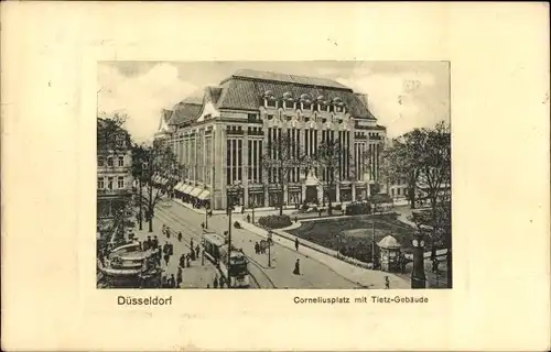 Ak Düsseldorf am Rhein, Corneliusplatz mit Tietz-Gebäude