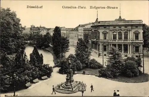 Ak Düsseldorf am Rhein, Cornelius-Platz, Hofgarten-Straße, Denkmal