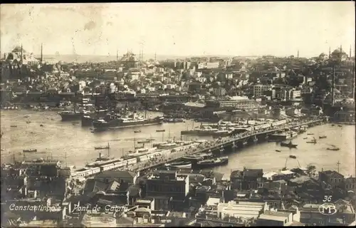 Ak Konstantinopel Istanbul Türkei, Pont de Galata, Brücke, Stadtansicht
