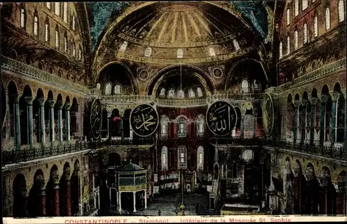 Ak Konstantinopel Istanbul Türkei, Interieur de la Mosquee St. Sophie