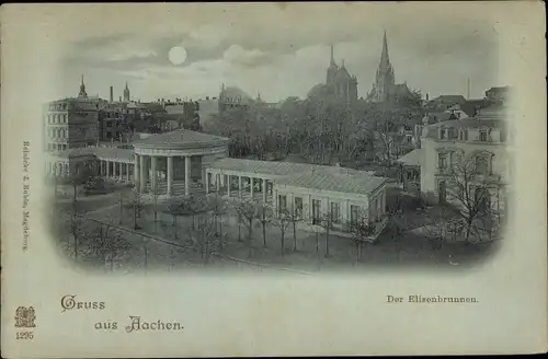 Mondschein Ak Aachen in Nordrhein Westfalen, Elisenbrunnen bei Nacht