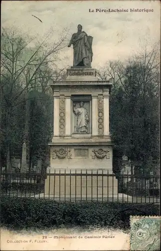 Ak Paris XX, Pere Lachaise, Monument de Casimir Perier, Grabmal