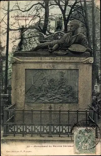 Ak Paris XX, Pere Lachaise, Monument du Peintre Geriault, Grabmal, Friedhof