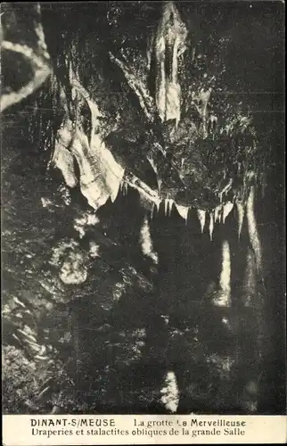 Ak Dinant Wallonien Namur, La grotte La Merveilleuse, Draperies et stalactites obliques de la grande