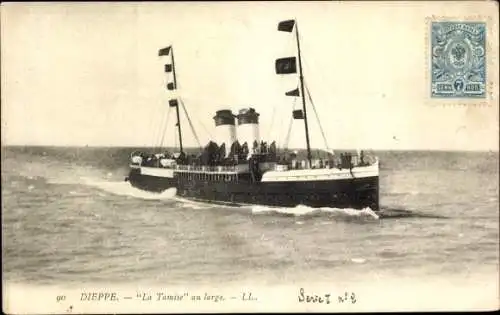 Ak Dieppe Seine Maritime, La Tamise au large, Dampfschiff