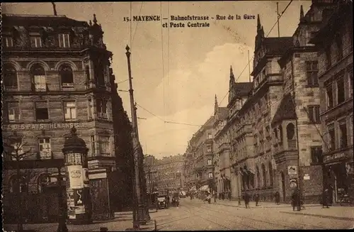 Ak Mainz am Rhein, Bahnhofstraße, Straßenansicht