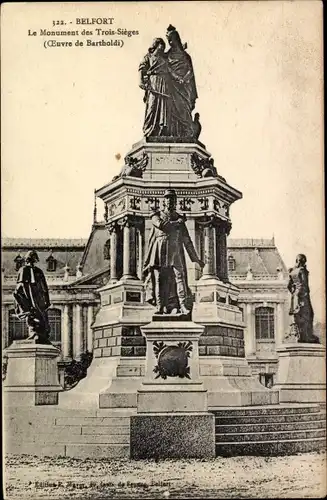 Ak Belfort Beffert Beffort Territoire de Belfort, Le Monument des Trois-Sieges (Oeuvre de Bartholdi)