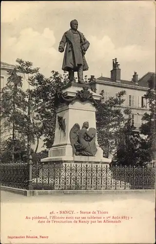 Ak Nancy Meurthe et Moselle, Statue de Thiers