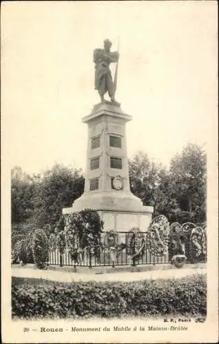 Ak Rouen Seine Maritime, Monument du Mobile a la Maison-Brulee