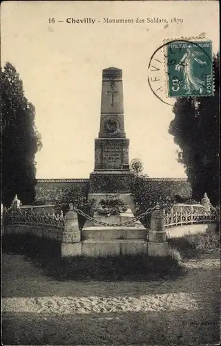 Ak Chevilly Loiret, Monument des Soldats, 1870