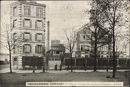 Ak Paris XIII, Chocolaterie Lombart, Vue de l´Usine, 75, Avenue de Choisy