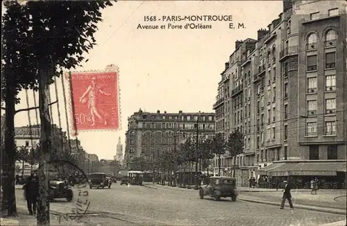 Ak Paris XIV Montrouge, Avenue et Porte d´Orleans