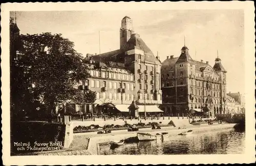 Ak Malmö Schweden, Savoy Hotel och Skanepalatset