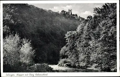 Ak Solingen in Nordrhein Westfalen, Wupper mit Burg Hohenscheid