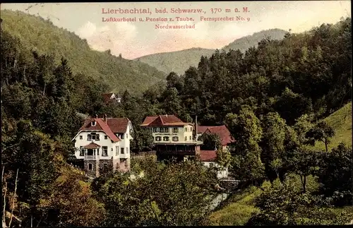 Ak Lierbach Oppenau im Schwarzwald, Lierbachtal, Kurhotel und Pension zur Taube