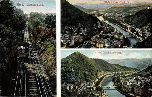 Ak Bad Ems an der Lahn, Malbergbahn, Panorama