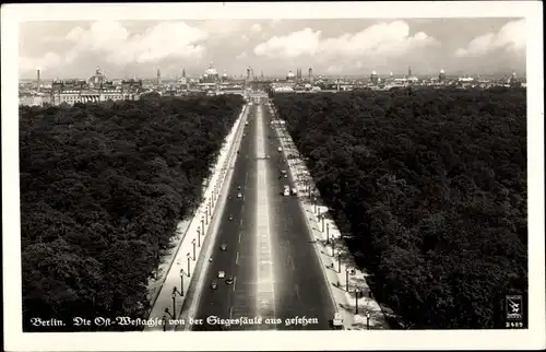 Ak Berlin Tiergarten, Ost-Westachse, Blick von der Siegessäule