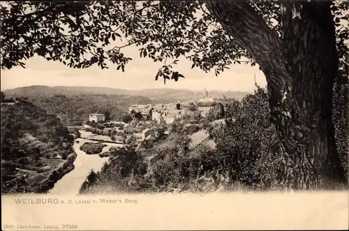 Ak Weilburg an der Lahn Hessen, Durchblick zum Ort