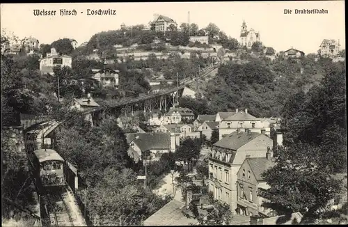 Ak Dresden Weißer Hirsch, Loschwitz, Drahtseilbahn