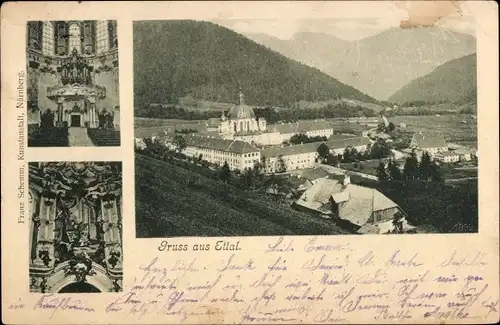 Ak Ettal Oberbayern, Gesamtansicht mit Kloster