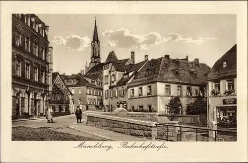 Ak Münchberg in Oberfranken Bayern, Bahnhofstraße
