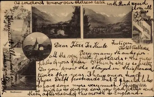 Ak Frutigen Kanton Bern, Panorama, Kirche, See