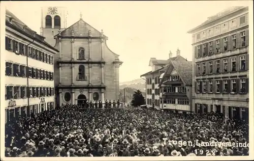Foto Ak Trogen Kanton Appenzell Ausserrhoden, Landgemeinde 1928, Platz, Menschenmenge