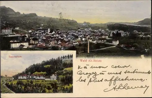 Ak Wald Kanton Zürich, Panorama, Sanatorium