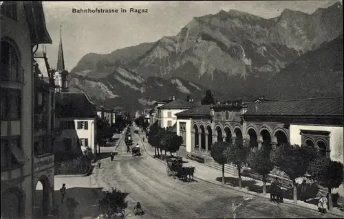 Ak Bad Ragaz Kanton St. Gallen, Bahnhofstraße