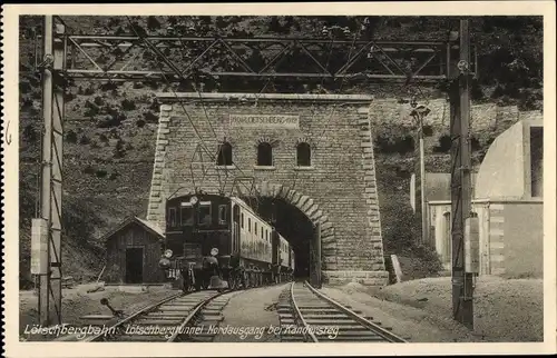 Ak Kandersteg Kt. Bern, Berner Alpenbahn, Lötschbergbahn, Lötschbergtunnel Nordausgang